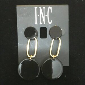 INC gold tone black ball earrings - new